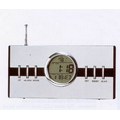 FM Radio & Round Face Clock (6 1/4"x1 3/4"x3 3/8")